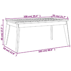 vidaXL Table à manger de jardin 100x55x45 cm bois massif d'acacia pas cher