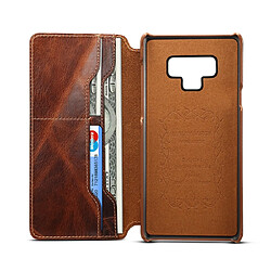 Acheter Wewoo Housse Coque Pour Galaxy Note9 Denior Oil Wax Cuir de vachette Étui en à rabat horizontal simple avec fentes cartes et portefeuille marron