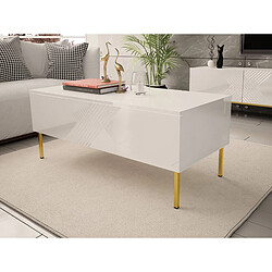 Bestmobilier Celeste - table basse - 120 cm - style contemporain Celeste - table basse - 120 cm - style contemporain - Blanc / Doré