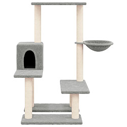 Helloshop26 Arbre à chat meuble tour grimper jouet grattage grattoir escalade plateforme avec griffoirs en sisal clair 94,5 cm gris 02_0022629