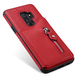 Wewoo Coque Pour Galaxy S9 Plus Etui de protection antichoc couleur solide à double boucle et fermeture à glissière Rouge pas cher