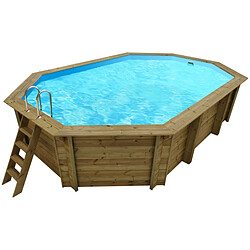 Habitat Et Jardin Piscine bois Cancun - 6.53 x 4.41 x 1.45 m + Bâche à bulles 180 µ - Bâche hiver 280 g/m²