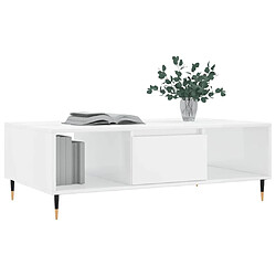 Avis Maison Chic Table basse,Table Console Table d'appoint, Table pour salon blanc brillant 104x60x35 cm bois d'ingénierie -MN29746