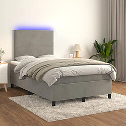 Sommier à lattes LED,Cadre à lattes de lit avec matelas pour Adulte Gris clair 120x200 cm -MN84127