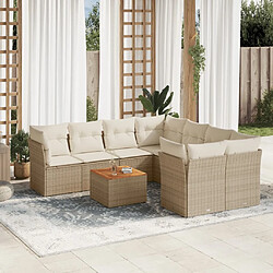 Maison Chic Salon de jardin avec coussins 9 pcs | Ensemble de Table et chaises | Mobilier d'Extérieur beige résine tressée -GKD78224