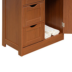 Mobili Rebecca Meuble De Salle De Bain 4 Tiroirs 1 Porte En Bois Brun Armoire Moderne Sur Pied pas cher