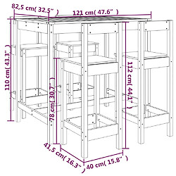 vidaXL Ensemble de bar de jardin 5 pcs bois de pin massif pas cher