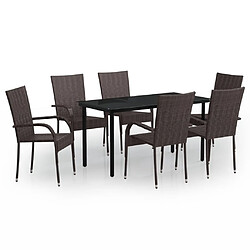 vidaXL Ensemble de salle à manger d'extérieur 7 pcs Marron et noir