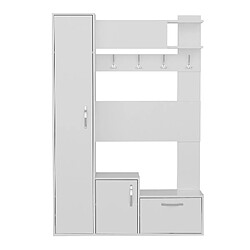 Avis EPIKASA Meuble d'Entrée Seina, Blanc, Panneau d'Aggloméré Mélaminé, 125x35x184 cm