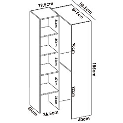 Pegane Armoire dressing d'angle en panneaux de particules mélaminés coloris blanc - Longueur 79.5 x Profondeur 88.5 x Hauteur 185 cm