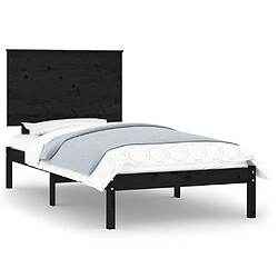 vidaXL Cadre de lit sans matelas noir 75x190 cm bois massif