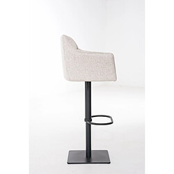 Avis Decoshop26 Tabouret de bar chaise haute de comptoir couture carrées assise en tissu crème cadre en métal noir 10_0004695