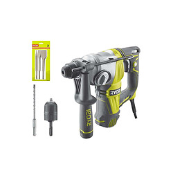 Pack Perforateur Burineur RYOBI SDSPLUS 800W - 4 modes - RSDS800-KC - Kit 3 burins SDS+ RIOBY 1 pointe - 1 plat - 1 bêche - RAKSPC03