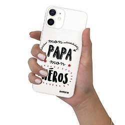 Coque iPhone 12 mini souple transparente Mon papa mon héros Motif Ecriture Tendance Evetane pas cher