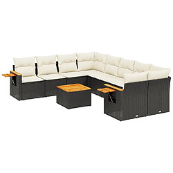 Maison Chic Salon de jardin 9 pcs avec coussins | Ensemble de Table et chaises | Mobilier d'Extérieur noir résine tressée -GKD75330