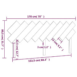 vidaXL Tête de lit Marron miel 178x3x80,5 cm Bois massif de pin pas cher