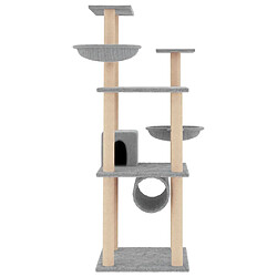 Helloshop26 Arbre à chat meuble tour grimper jouet grattage grattoir escalade plateforme avec griffoirs en sisal clair 141 cm gris 02_0022565