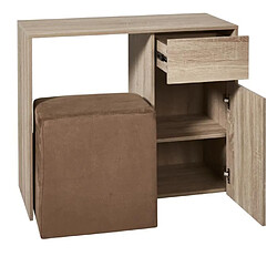 Acheter Mes Bureau 90x40x75 cm décor naturel et un pouf marron