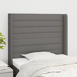 Maison Chic Tête de lit scandinave avec oreilles,meuble de chambre Gris foncé 83x16x118/128 cm Tissu -MN34045