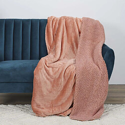 The Home Deco Factory Plaid en flanelle et sherpa XXL 140x200 cm corail.