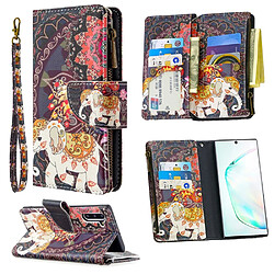 Etui en PU fermeture éclair à motifs l'éléphant pour votre Samsung Galaxy Note 10/Note 10 5G