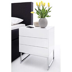 Acheter Pegane Table de chevet / table de nuit en métal coloris blanc brillant - Longueur 50 x Hauteur 60 x Profondeur 40 cm