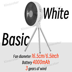 (Blanc De Base) Ventilateur de Camping Circulateur Portable de Bureau Rechargeable Ventilateur Électrique de Plafond sans Fil avec Batterie Externe Trépied d'Éclairage LED