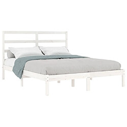 Avis Maison Chic Lit Moderne Chambre - Cadre/structure de lit pour adulte Blanc Bois de pin massif 140x190 cm -MN27853