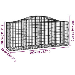 vidaXL Panier de gabions arqué 200x50x80/100 cm Fer galvanisé pas cher