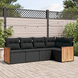 Maison Chic Ensemble de 5 Tables et chaises d'extérieur avec coussins,Salon de jardin noir résine tressée -GKD344666