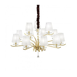 Ideal Lux Chandelier abats jours Pegaso Métal Laiton satiné 12 ampoules 75cm