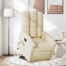 vidaXL Fauteuil inclinable de massage Crème Tissu