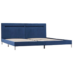 Acheter Maison Chic Lit adulte - Cadre de lit avec LED,Structure du lit Contemporain Bleu Tissu 180 x 200 cm -MN37115