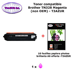 Toner compatible TN328 M pour imprimante Brother DCP9270CDN, HL 4570CDW,4570CDWT, MFC9970CDW Magenta+ 10f A6 brillants - T3AZUR