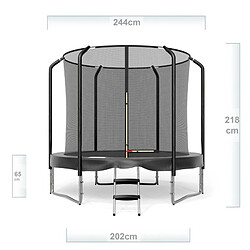 Avis Jump4Fun Trampoline Semi-Pro 8FT / 244cm Noir avec Filet de sécurité, Tapis de saut, Coussin de protection, Echelle