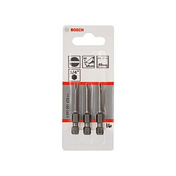 Lot de 3 embouts de vissage Extra-dure Tête fendue S0,5x3,0 à queue 6 pans mâle 1/4"" Longueur 49 mm BOSCH 2607001473