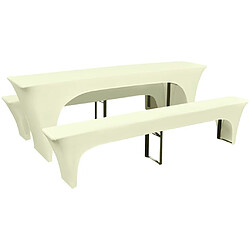 vidaXL Housse pour table de pique-nique/bancs 3 pièces Crème