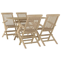 Avis Maison Chic Salon de jardin 5 pcs - Table et chaises d'extérieur - Mobilier/Meubles de jardin Moderne gris bois de teck massif -MN80460