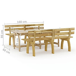 vidaXL Ensemble à manger de jardin 3 pcs Bois de pin imprégné pas cher