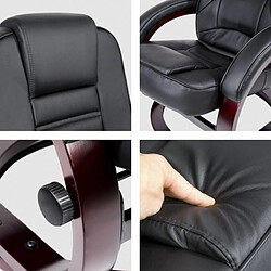 Helloshop26 Fauteuil de relaxation détente TV avec tabouret noir 1808002 pas cher