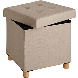 Helloshop26 Pouf tabouret coffre de rangement pliable 40 cm beige 08_0000336