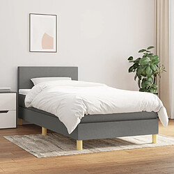 Maison Chic Lit Adulte - Lit simple Lit à sommier tapissier et matelas moelleux - Meuble de Chambre - Gris foncé 90x190 cm Tissu -MN31245