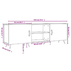 vidaXL Meuble TV sonoma gris 150x30x50 cm bois d'ingénierie pas cher