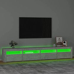 Avis vidaXL Meuble TV avec lumières LED Gris béton 240x35x40 cm