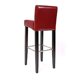 Avis Mendler Lot de 2 tabourets de bar N25, bois/cuir, 37x44x102cm ~ rouge