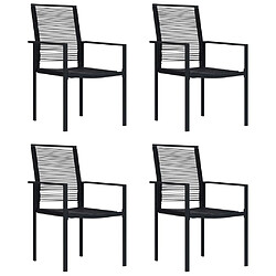 vidaXL Chaises de jardin lot de 4 Rotin PVC Noir 