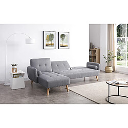 Concept Usine Canapé d'angle convertible scandinave 4 places gris LESKA pas cher