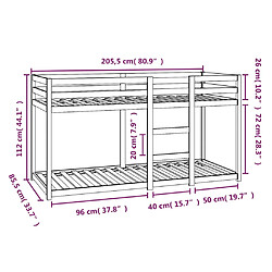 vidaXL Lit superposé sans matelas blanc 80x200 cm bois de pin massif pas cher