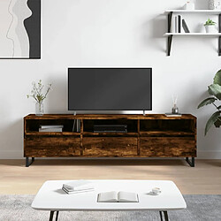 Maison Chic Meuble TV scandinave - Banc TV pour salon chêne fumé 150x30x44,5 cm bois d'ingénierie -MN38081