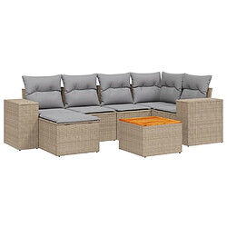 Maison Chic Salon de jardin avec coussins 7 pcs, Ensemble Tables et chaises de jardin, beige résine tressée -GKD120906